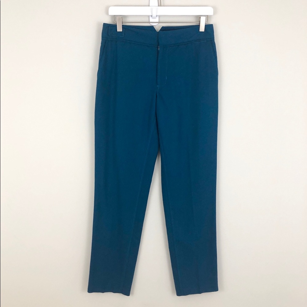 Chris Benz 100% Silk Teal Slim Ankle Pants